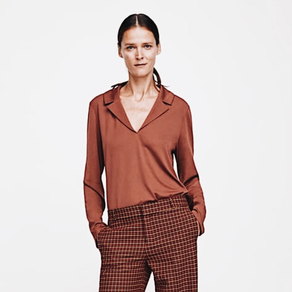 Zara Blouse with Lapel Collar / Size Small